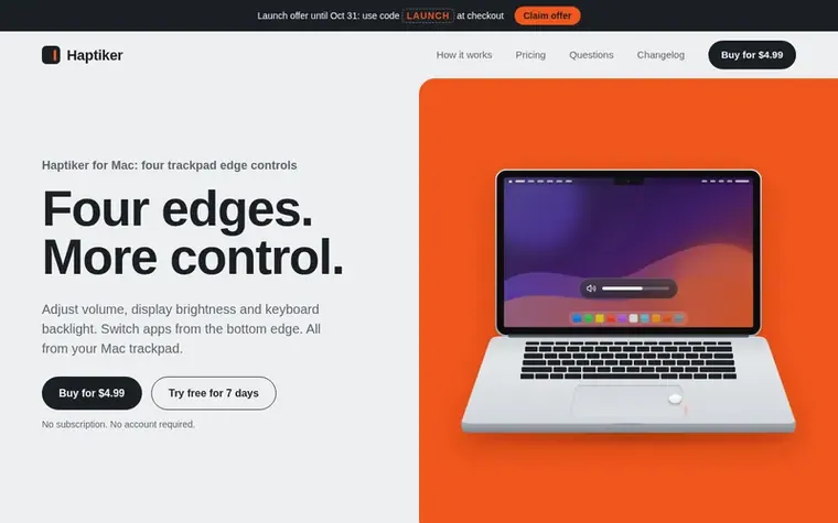 Screenshot of the Haptiker homepage