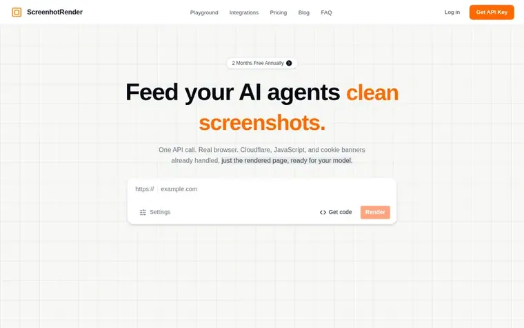 Screenshot of the ScreenshotRender homepage