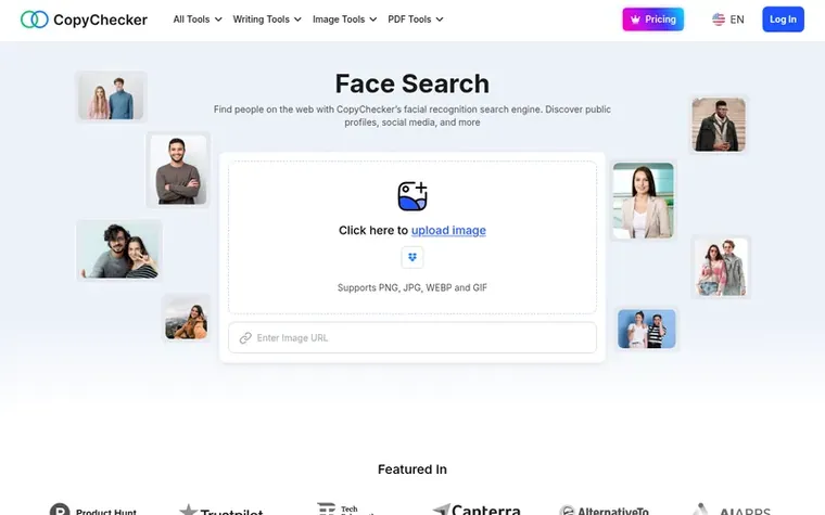 Screenshot of the CopyChecker homepage