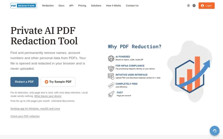 Screenshot of the PDF Redaction homepage