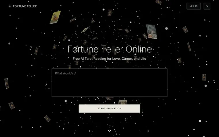 Screenshot of the Fortune Teller Online homepage