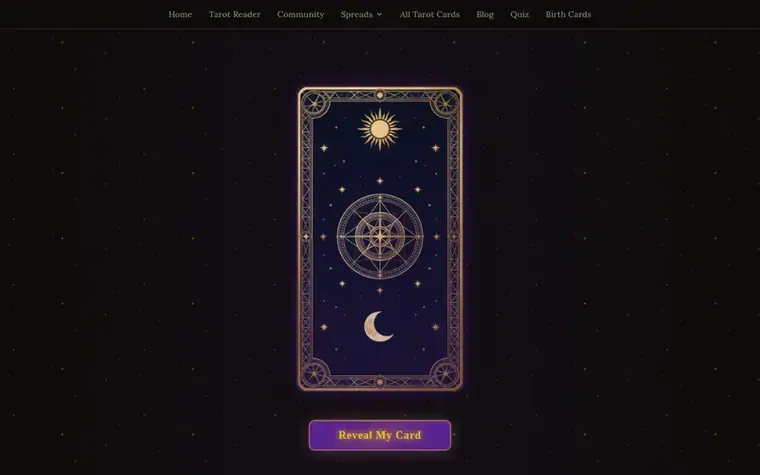 Screenshot of the Random Tarot homepage