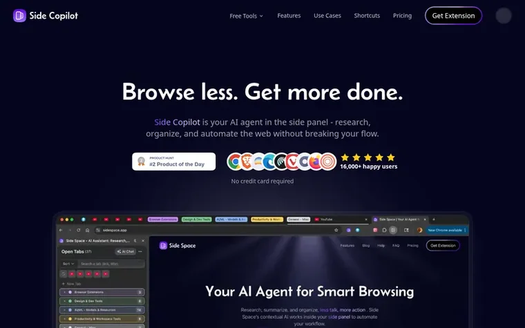 Screenshot of the Side Copilot homepage