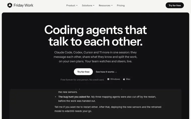 Screenshot of the Friday Work homepage