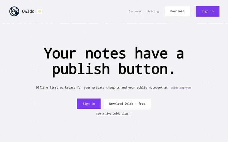 Screenshot of the Owldo homepage