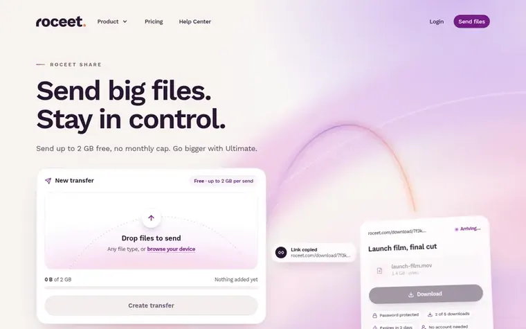 Screenshot of the Roceet homepage