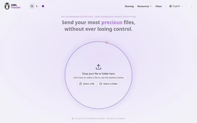 Screenshot of the OWL Transfer homepage