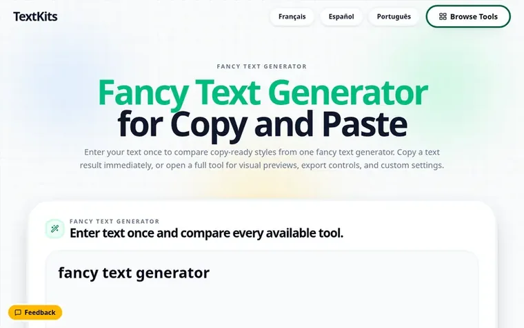 Screenshot of the TextKits homepage