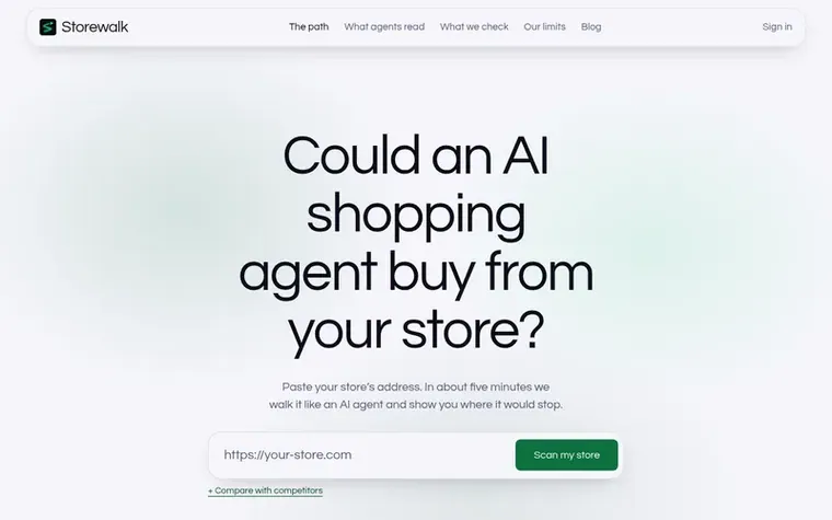 Screenshot of the Storewalk homepage