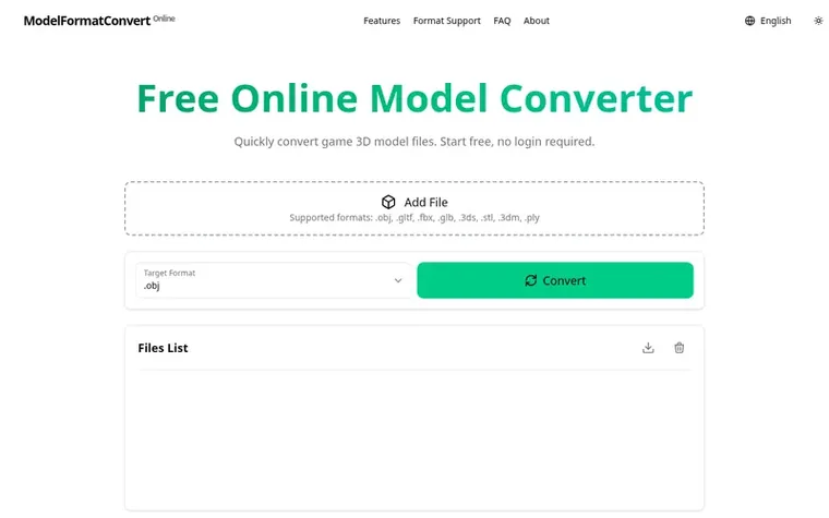 Screenshot of the ModelFormatConvert homepage