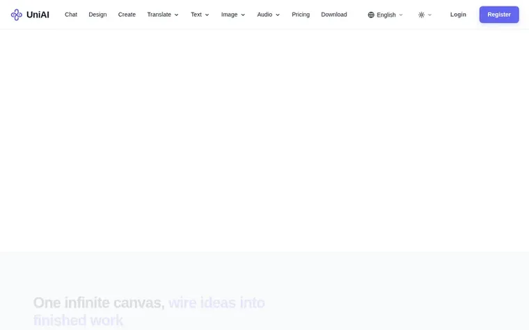 Screenshot of the UniAI homepage