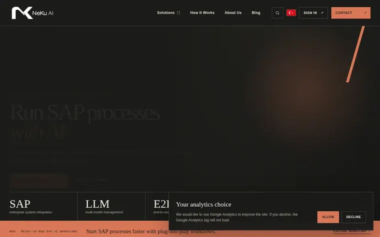 Screenshot of the NeKu AI homepage