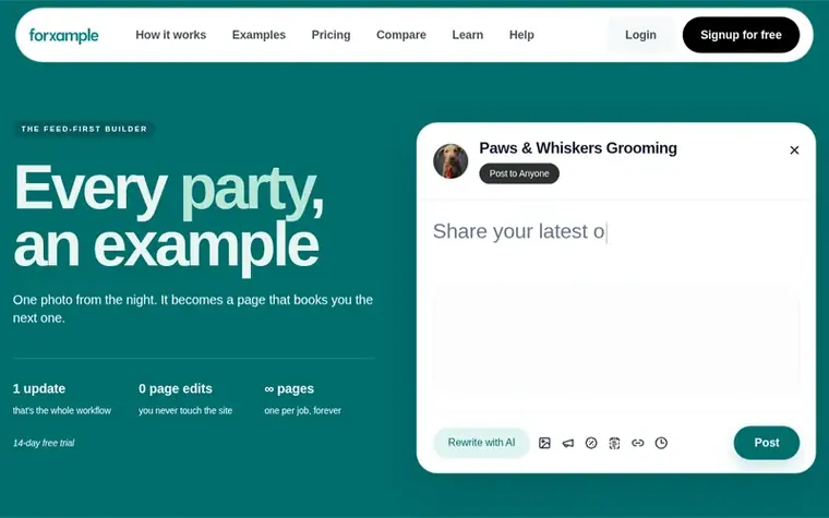 Screenshot of the Forxample homepage