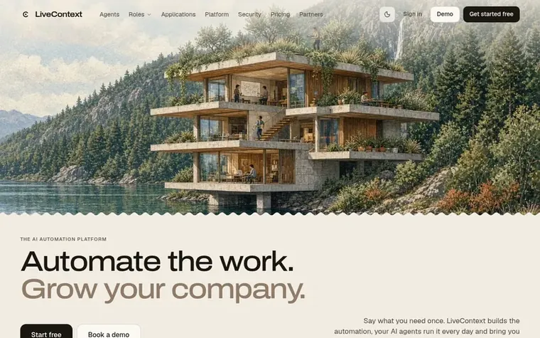 Screenshot of the LiveContext homepage