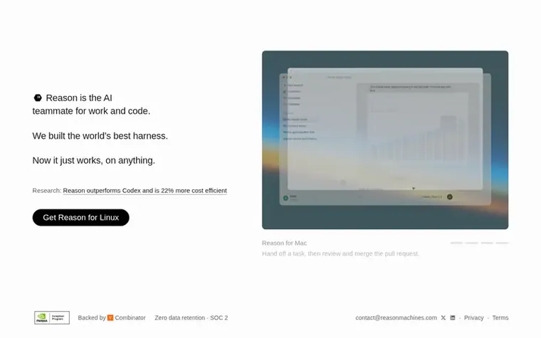 Screenshot of the Reason homepage