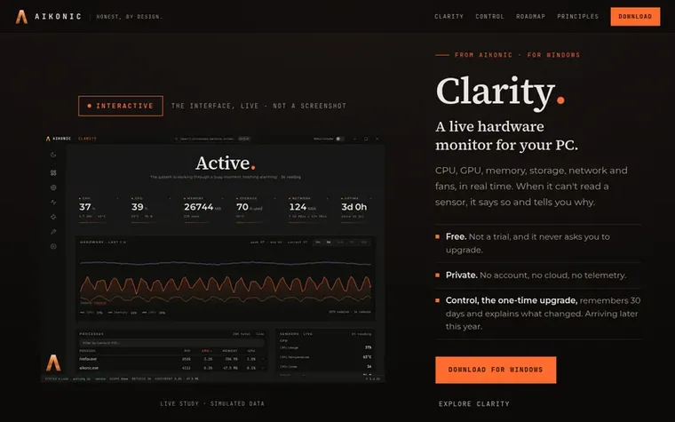 Screenshot of the Aikonic® homepage