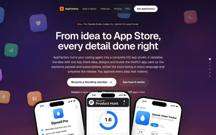 Screenshot of the AppFactory homepage