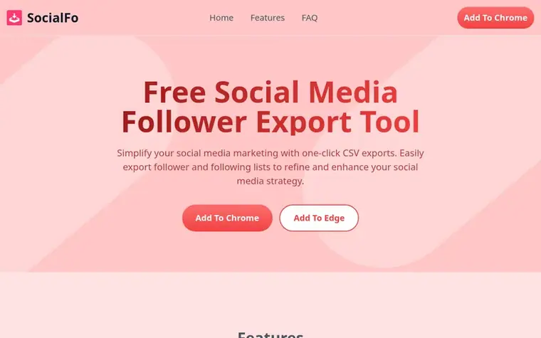 Screenshot of the SocialFo homepage