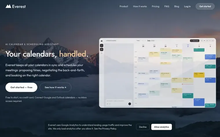 Screenshot of the Everest homepage