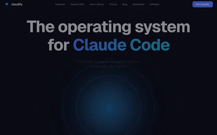 Screenshot of the Claudify homepage