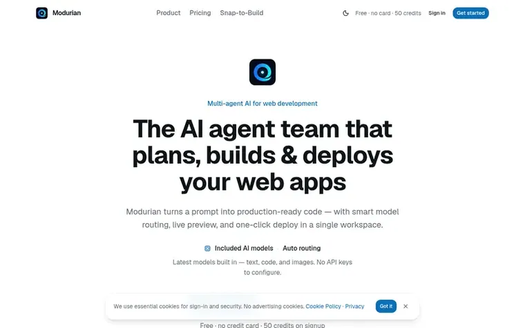 Screenshot of the Modurian homepage