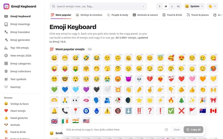 Screenshot of the Emoji Keyboard homepage