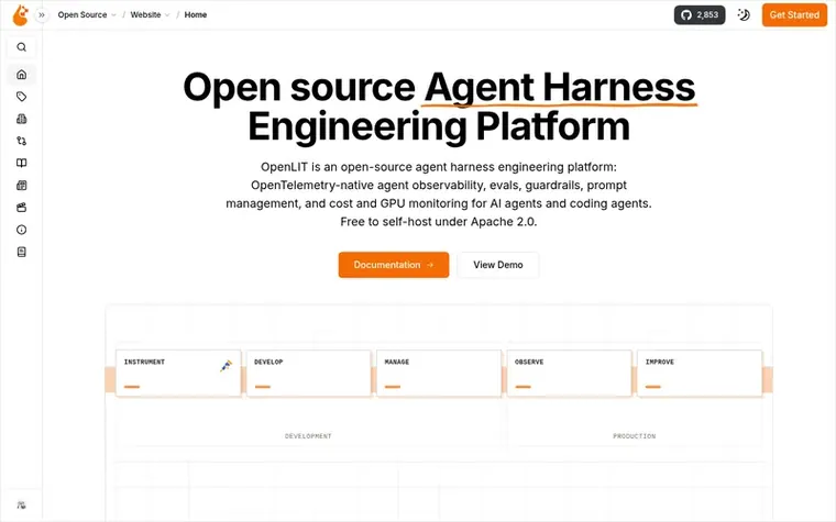 Screenshot of the OpenLIT homepage