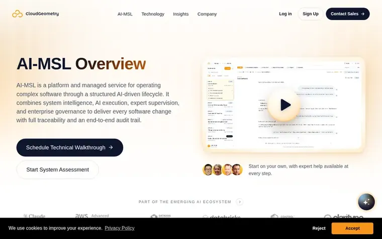Screenshot of the AI-MSL homepage