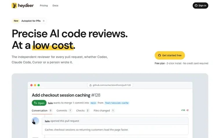 Screenshot of the HeyDeer homepage