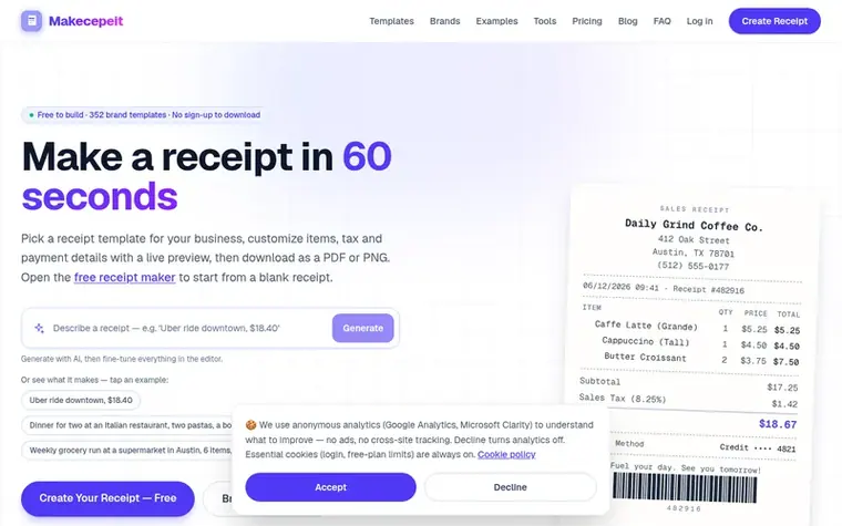 Screenshot of the Makecepeit homepage