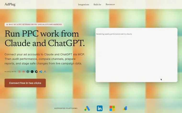 Screenshot of the AdPlug homepage