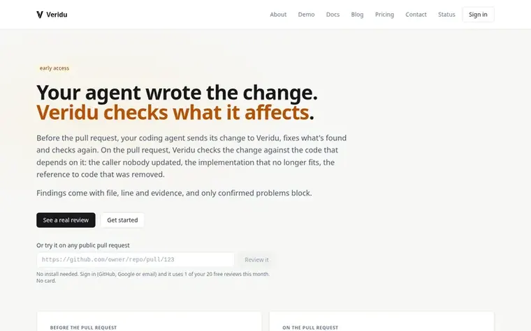 Screenshot of the Veridu homepage