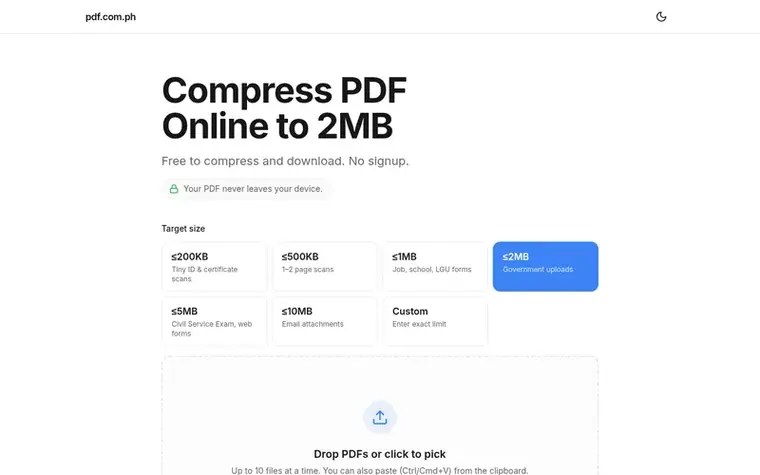 Screenshot of the pdf.com.ph homepage