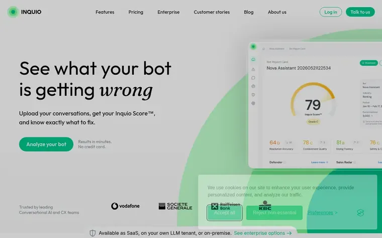 Screenshot of the Inquio homepage