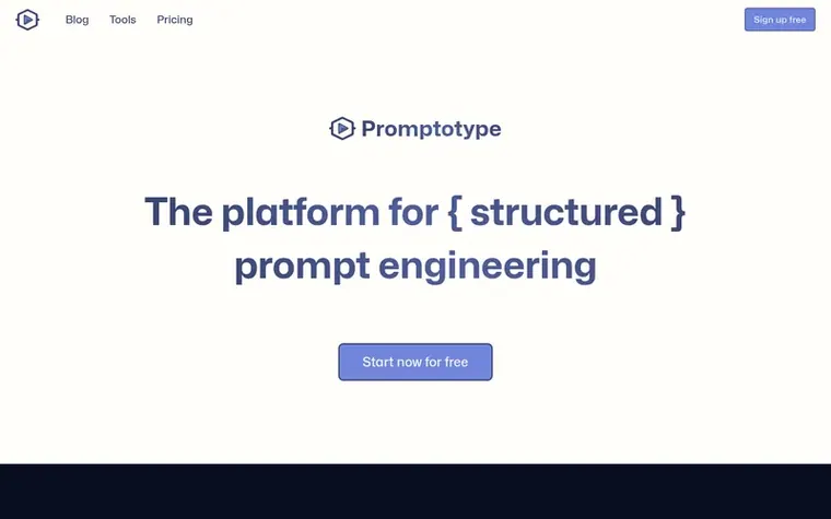 Screenshot of the Promptotype homepage