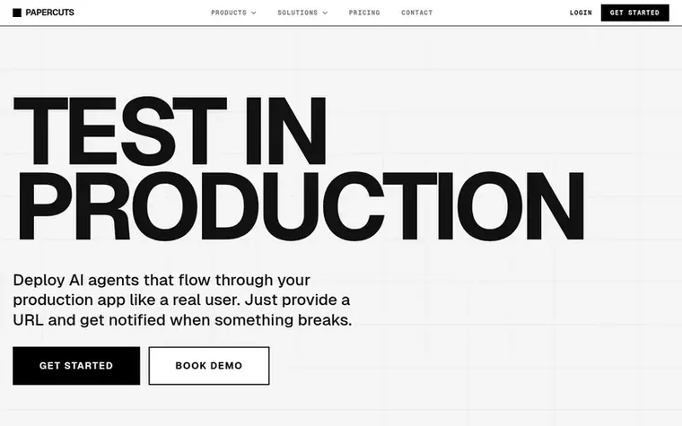 Screenshot of the Papercuts homepage