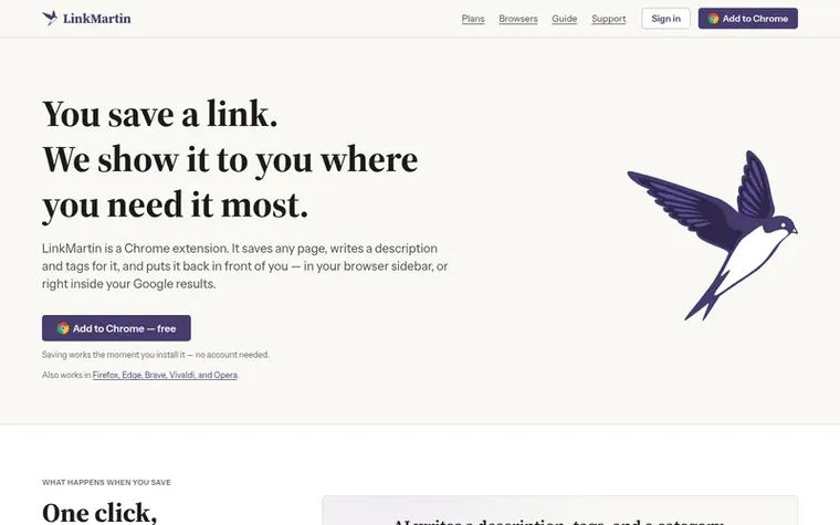 Screenshot of the LinkMartin homepage