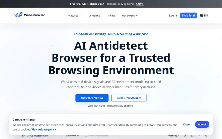 Screenshot of the Web4 Browser homepage