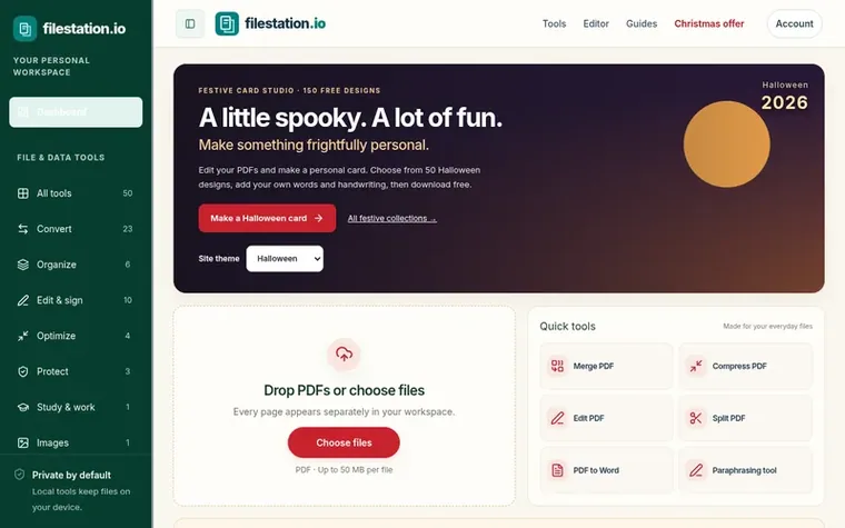Screenshot of the FileStation homepage