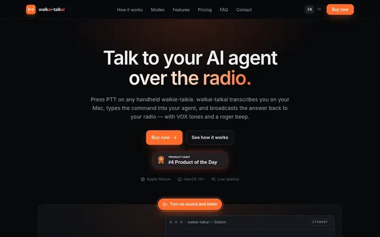 Screenshot of the walkai-talkai homepage