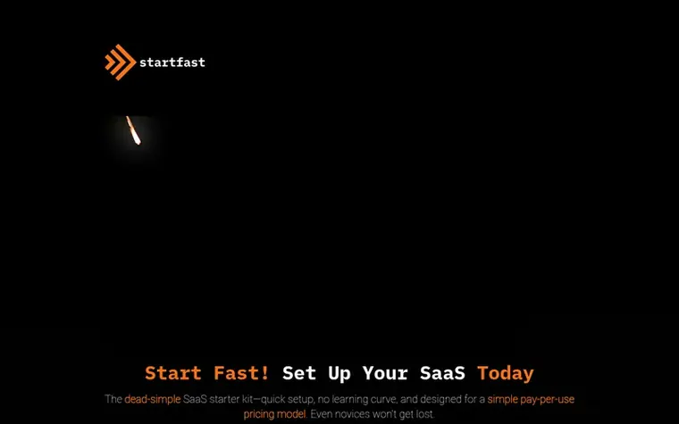 Screenshot of the StartFast homepage