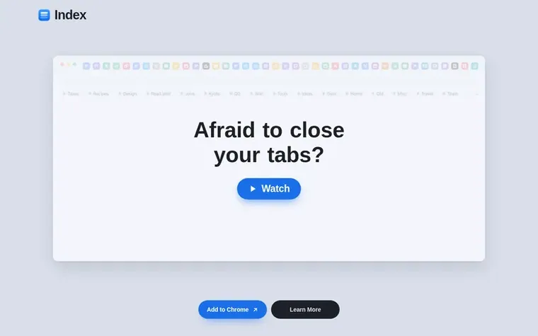 Screenshot of the Index homepage