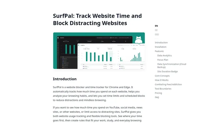 Screenshot of the SurfPal homepage