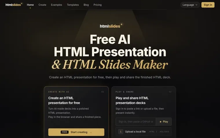 Screenshot of the htmlslides homepage