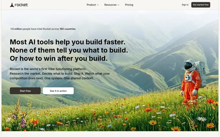 Screenshot of the Rocket homepage