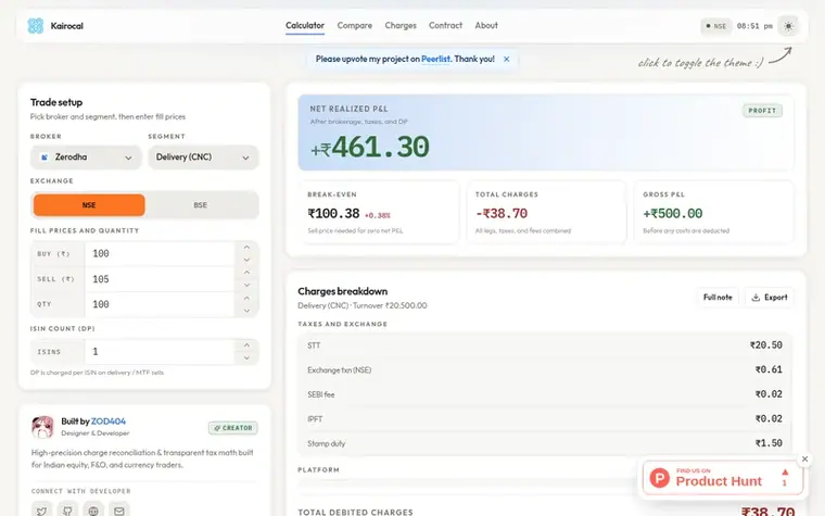 Screenshot of the Kairocal homepage