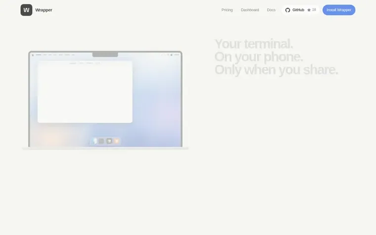 Screenshot of the Wrapper homepage