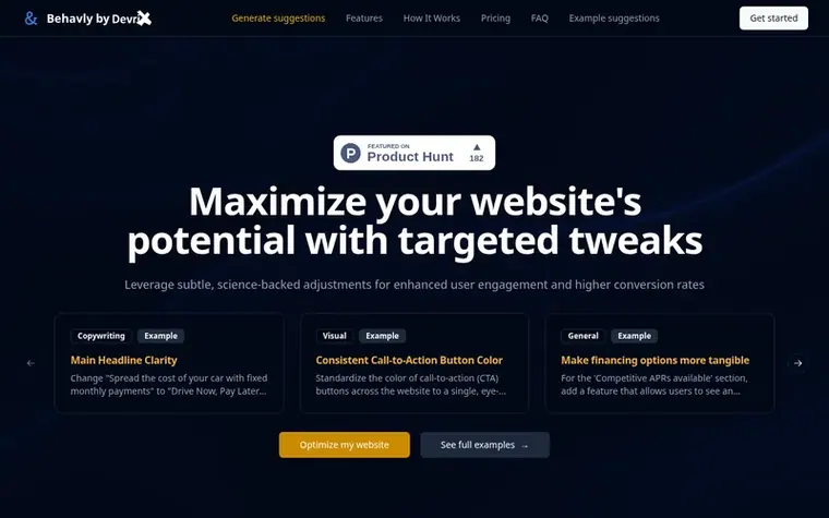 Screenshot of the Behavly homepage