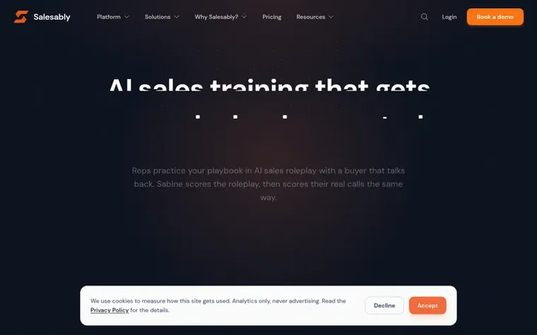 Screenshot of the Salesably homepage