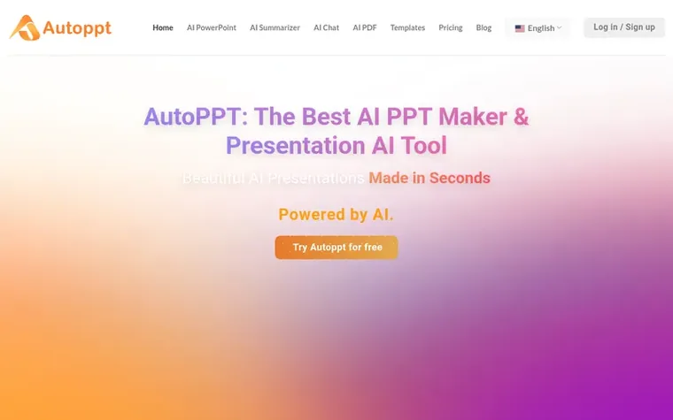 Screenshot of the Autoppt homepage